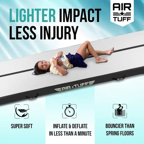 Vista 2 de Alfombrilla inflable para gimnasia Pista de aire para volteretas con bomba eléctrica para gimnasio en casa, yoga, animación, equipo de gimnasia