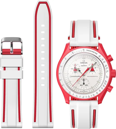 Vista 9 de Correas para reloj Moonswatch, correa de silicona suave compatible con reloj Omega x Swatch MoonSwatch Speedmaster de 0.78 pulgadas, correa