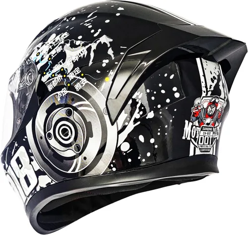 Vista 6 de Cascos de motocicleta de cara completa para adultos, doble visión, moto de calle, carreras, motocicleta ADV, ciclomotor, casco para hombres y Gris