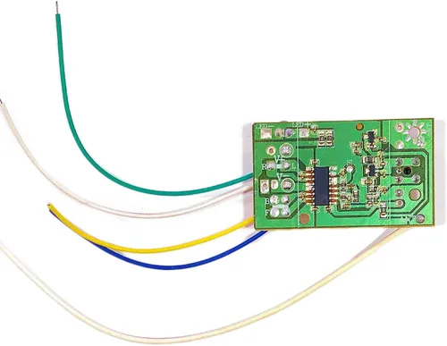 Vista 5 de Tablero de control remoto de cuatro vías de 40 mhz, transmisor y receptor RC, placa circular PCBA, juguete de coche, modelo de robot, accesorios