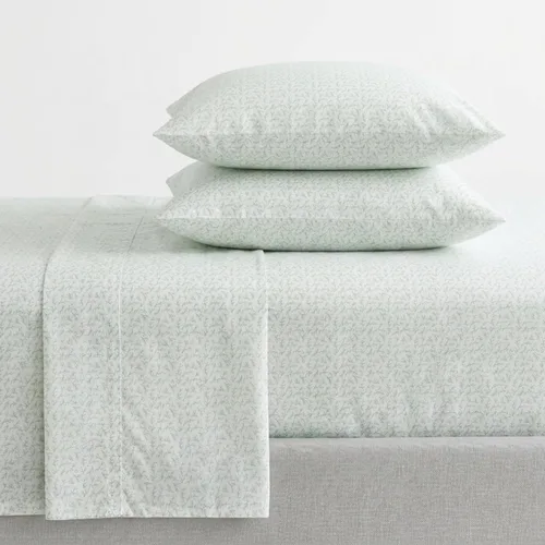 Vista 71 de Martha Stewart - Juego de sábanas tamaño individual con sábana bajera y funda de almohada, ropa de cama de percal de algodón con una sensación