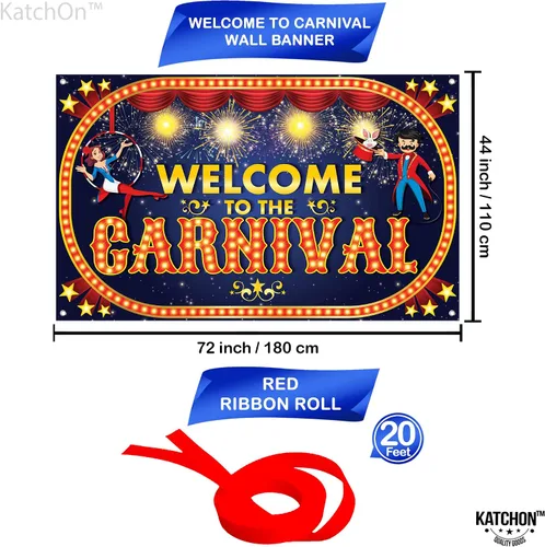 Vista 2 de KatchOn Cartel de bienvenida al carnaval de 72 x 44 pulgadas, decoraciones