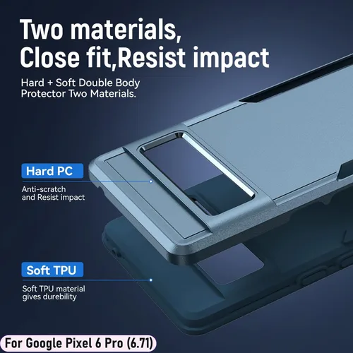 Vista 3 de Funda híbrida de doble capa para Pixel 6 Pro de 6.7 pulgadas, resistente a los golpes, resistente a los golpes, con 1 soporte magnético