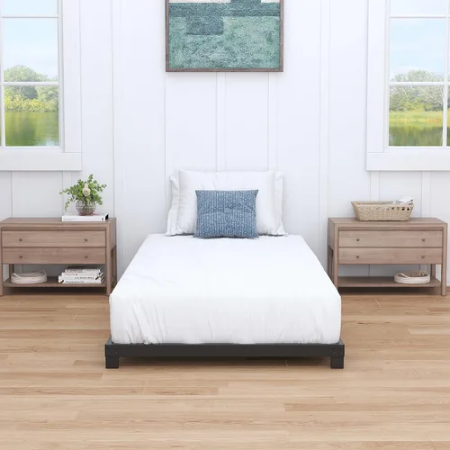 Vista 3 de Nailsong Marcos de cama individual de 4 pulgadas de perfil bajo, base de cama individual con plataforma sin necesidad de somier, metal resistente