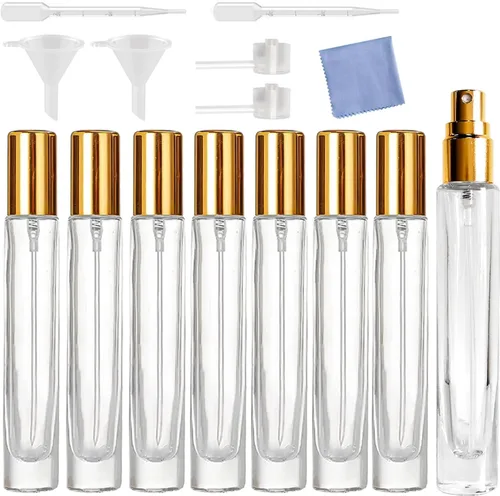 Vista 7 de Mini spray de perfume de 0.3 fl oz, botella de vidrio atomizador, botellas de perfume recargables, botella pequeña de spray de niebla fina, botella