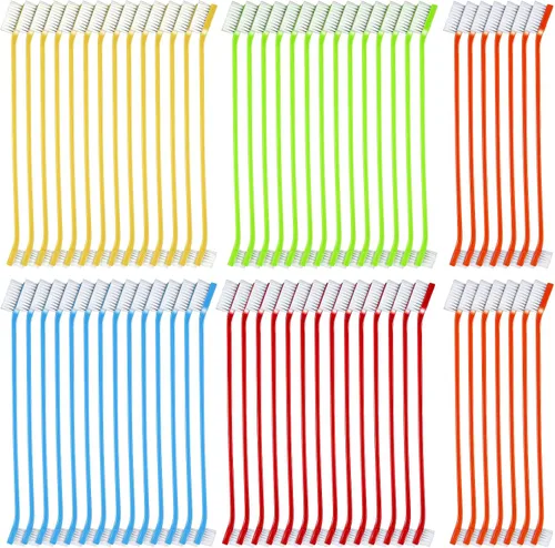 Vista 7 de Honeydak Cepillo de dientes para perros, cepillo de dientes suave para perros, cepillo de dientes de doble cara para cachorros, cepillo de mango