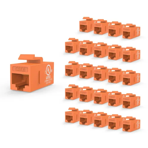 Vista 9 de VCE Acoplador Keystone CAT6 con certificación UL, paquete de 25 unidades, acoplador Ethernet hembra a hembra, acoplador RJ45 para CAT6/CAT5e/CAT5