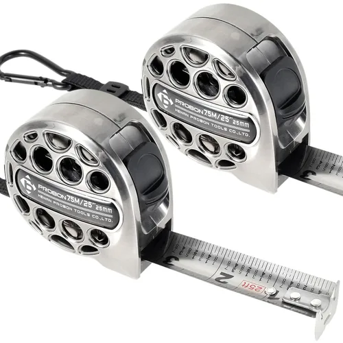 Vista 11 de Cinta métrica negra 25FT/7.5M de acero inoxidable con escala de doble cara, impermeable, retráctil, cinta de medición práctica para construcción