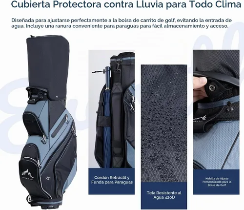 Vista 4 de UNIHIMAL Bolsa de carrito de golf de 14 vías con divisor organizador y cubierta para lluvia