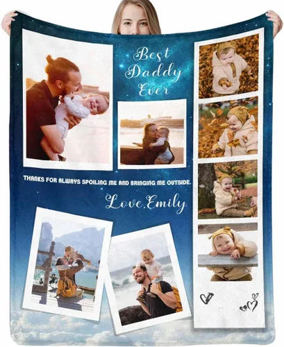 Vista 17 de D-Story Manta personalizada con fotos, manta de fotos personalizada con cualquier texto, manta de forro polar personalizada para cama, sofá