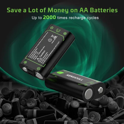 Vista 4 de Paquete de baterías recargables con estación de carga compatible con Xbox Series XSXbox One Wireless Controller, 2 baterías recargables de 2500 mAh