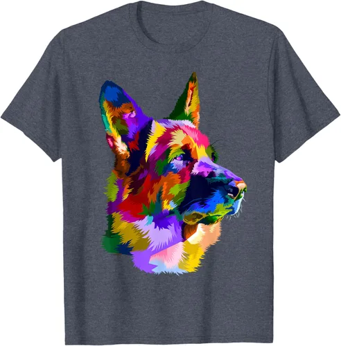 Vista 111 de Camiseta con retrato de pastor alemán para dueños de perros, Negro, S