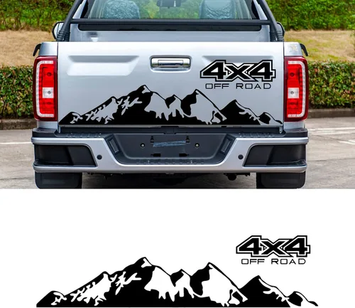 Vista 2 de Adhesivo adhesivo para puerta trasera de camión, 4 x 4, diseño gráfico de montañas para camioneta, accesorios de decoración exterior todoterreno, 59