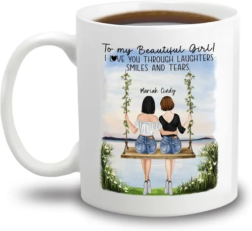 Vista 12 de Taza personalizada con texto en inglés "There Are Friends There Is Family And Then There Are Friends That Become Family", taza de café personalizada
