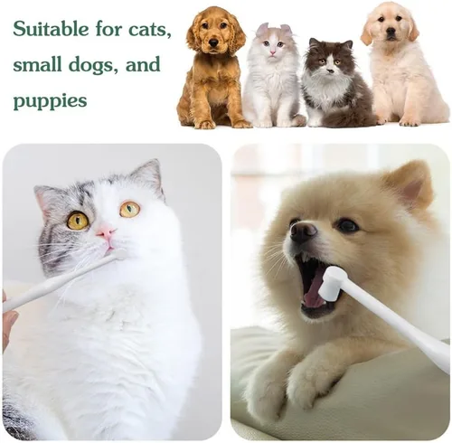 Vista 7 de MiOYOOW Cepillo de dientes para perros pequeños, 2/3 piezas de cepillo de dientes para mascotas con cerdas ultra suaves para dientes sensibles