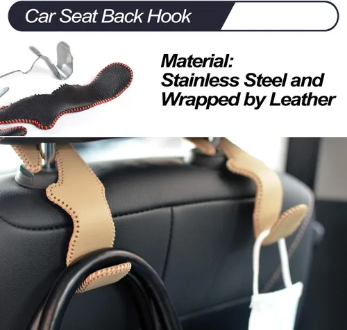 Vista 3 de MECHCOS Ganchos para reposacabezas de asiento de automóvil, organizador de asiento trasero de automóvil, soporte de gancho de almacenamiento