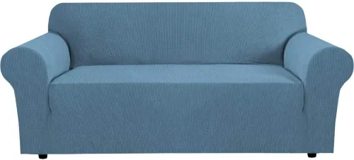 Vista 29 de H.VERSAILTEX Funda elástica para sofá, fundas suaves para muebles de 3 cojines, con tela jacquard gruesa a cuadros con parte inferior elástica, sofá
