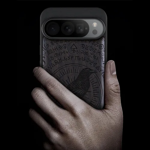 Vista 2 de Carveit Funda de madera para Pixel 9 Pro [madera natural y TPU suave negro] a prueba de golpes, funda de madera única compatible con Google Pixel 9