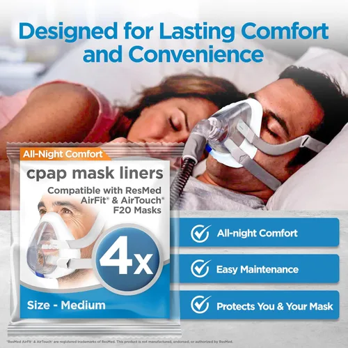 Vista 6 de resplabs - Forros de máscara CPAP - Mascarillas CPAP de cara completa, forro estilo AirFit F20, mediano, paquete de 4