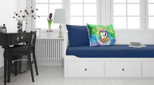 Vista 2 de Caroline's Treasures DAC2564PILLOWCASE - Funda de almohada estándar de Husky Siberiano, Hippie Dawg, ligera, súper suave, fácil de cuidar