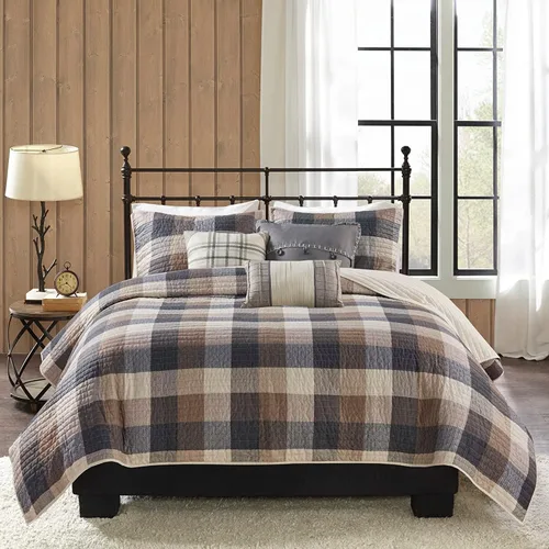 Vista 11 de Madison Park - Colcha reversible Cabin Lifestyle con diseño a cuadros para todas las estaciones, juego de ropa de cama transpirable, fundas a juego