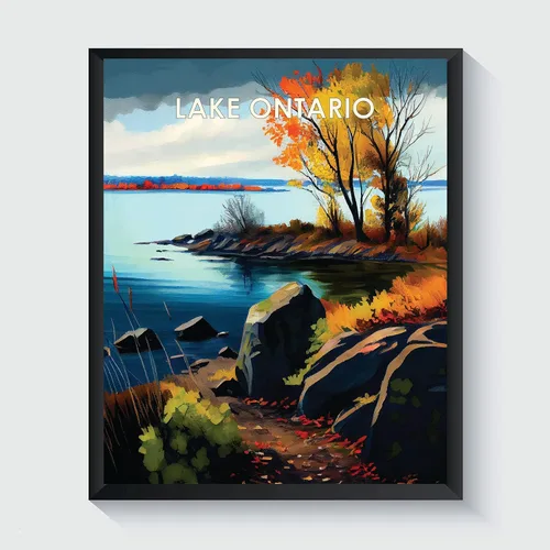 Vista 33 de Yellowstone Lake - Póster impreso artístico, ilustración, arte de pared, decoración de paisaje retro, paisaje, obra de arte para decoración de Lago