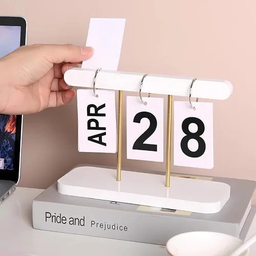 Vista 10 de Calendario Diario Perpetuo con Tapa para Escritorio 2026 Decoración Reutilizable para Escritorio de Oficina Accesorios para el Hogar Accesorios