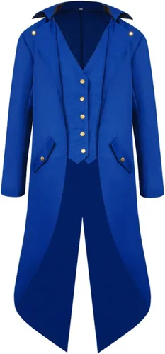 Vista 2 de BITSEACOCO Chaqueta medieval para niños, disfraz de Halloween, gótico, steampunk, vintage, victoriano, uniforme