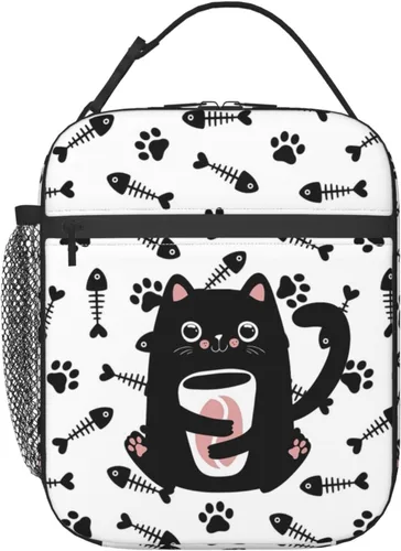Vista 8 de Lonchera con aislamiento de leopardo negro para mujeres y hombres, reutilizable, portátil, a prueba de fugas, bolsa térmica para oficina, trabajo
