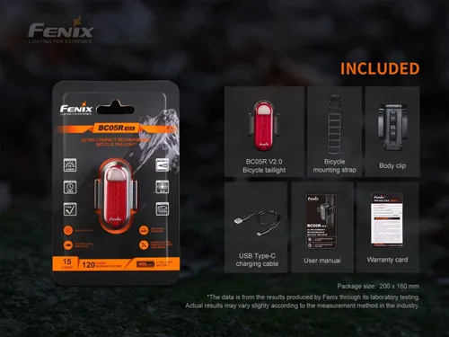Vista 7 de Fenix BC05R V2 USB-C - Luz trasera roja para bicicleta con cable de carga EdisonBright tipo C