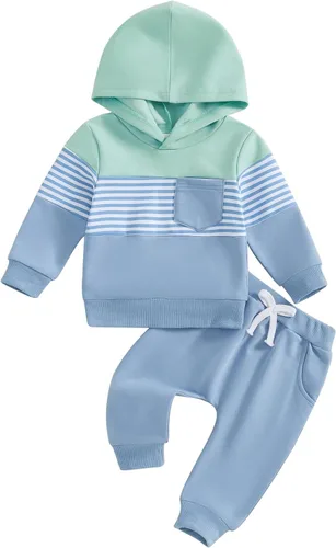 Vista 40 de Conjunto de ropa de otoño e invierno para bebé y niño, sudadera larga con capucha y pantalones para niños pequeños, 6, 12, 18, 24 meses, 2T Adorable