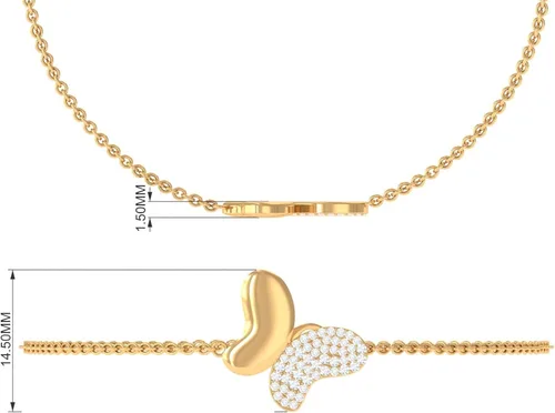 Vista 4 de Pulsera de diamantes de 14 quilates pulsera de mariposa grabada en oro pulsera ajustable de cadena dorada pulsera con dije para mujer pulsera