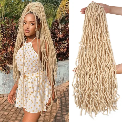 Vista 36 de Extensiones de pelo sintético, estilo diosa, rizado, ondulado, trenzas, pre-rizado, suave, para mujeres