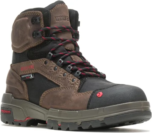 Vista 3 de Wolverine Legend zapatos de trabajo impermeables con puntera de composite, 6 pulgadas, para hombre Marrón oscuro