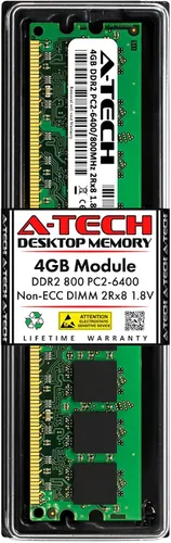 Vista 3 de A-Tech 1 GB DDR2 667 MHz UDIMM PC2-5300 CL5 1.8V DIMM Non-ECC Unbuffered Módulo de memoria RAM de escritorio