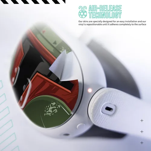 Vista 4 de Easy-to-Apply Skin Sticker Kit Compatible with Meta Quest 3 - Headset Bounty Hunter VR Accessories - Virtual Reality Protective Cover