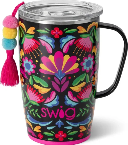 Vista 52 de Swig Life Taza de Viaje de 18 oz, Vaso Aislante con Asa y Tapa, Taza de Café de Viaje, Compatible con Portavasos, Acero Inoxidable, Vaso de 18 oz