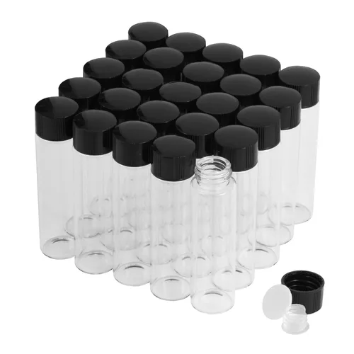 Vista 16 de 25 frascos pequeños de vidrio transparente de 1 fl oz con tapas de rosca