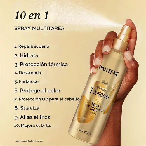 Vista 2 de Pantene Miracle Rescue - Spray multitarea 10 en 1 + queratina, 12.4 onzas