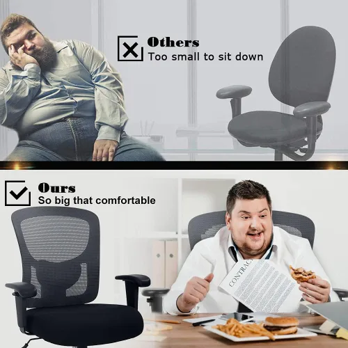 Vista 4 de Silla de oficina grande y alta, silla de computadora resistente de 400 libras con soporte lumbar, sillas ergonómicas de malla giratoria de respaldo