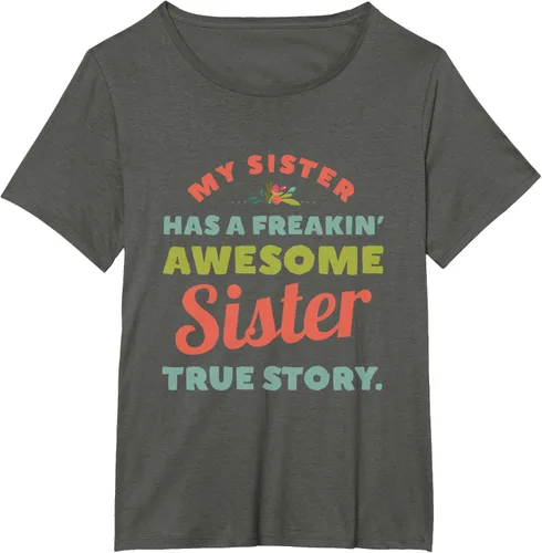 Vista 65 de Camiseta My Sister Has A Freakin Awesome Sister True Story, Negro, S