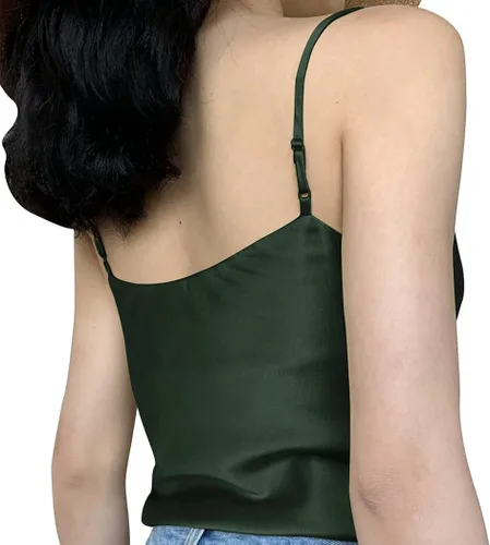 Vista 3 de Camisola sexy de seda sin mangas sin mangas con suave satén