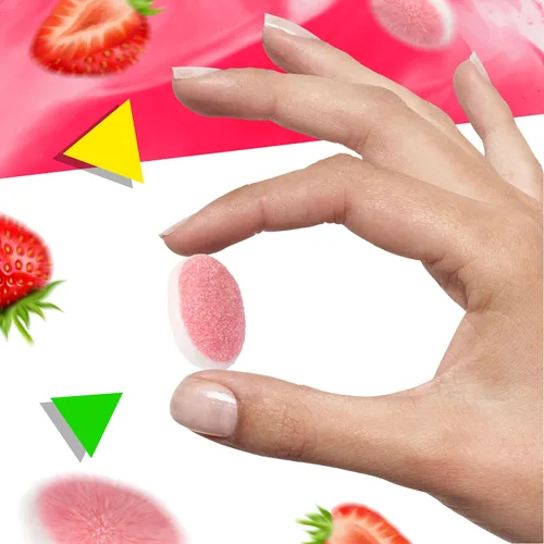 Vista 5 de Gomitas de fresa Bolsa de 1 libra Caramelos de gomitas de fresa hinchados Caramelos rosados para baby shower y fiestas de revelación de género