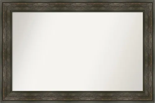 Vista 23 de Amanti Art Espejo de baño marrón para sobre fregadero, 26 x 26 pulgadas, espejo de tocador cuadrado marrón rústico Alexandria, marco de madera