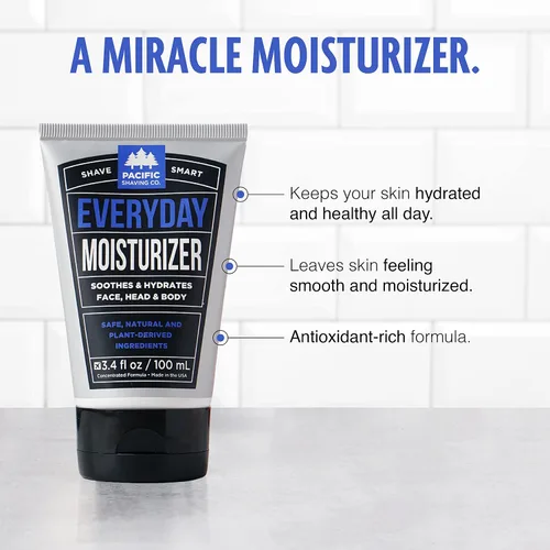 Vista 2 de Pacific Shaving Company Crema hidratante diaria para después del afeitado para hombres y mujeres, crema facial hidratante con manteca de karité