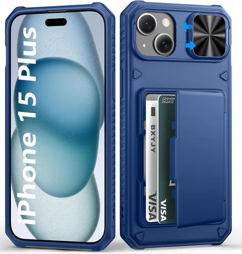 Vista 16 de BXYJY Funda tipo cartera para iPhone 15 Pro, tarjetero (4-5 tarjetas)
