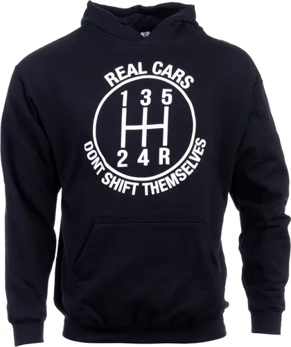 Vista 4 de Ann Arbor T-shirt Co. Real Cars Don't Shift Themselves Divertida sudadera con capucha manual de mecánico de carreras de automóviles