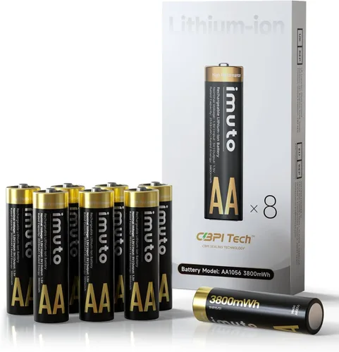 Vista 12 de imuto Cargador de batería AA recargable, cargador inteligente AA compatible con batería recargable de litio y NiMH, carga independiente de 8