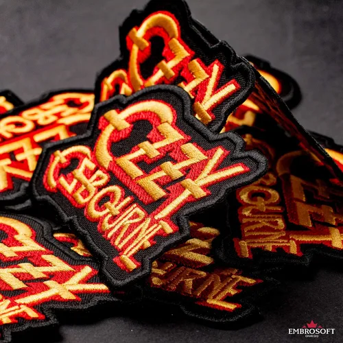 Vista 4 de Ozzy Osbourne Patch, Yellow Red, Hard Rock, Heavy Metal BandEmbroideredIron On (3.5" x 2.3")