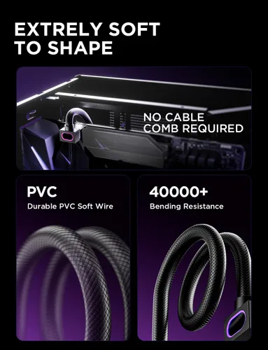 Vista 7 de AsiaHorse Hydrus-8PIN - Cable de extensión de fuente de alimentación para CPU ARGB, cable de extensión de alimentación de placa base de alambre